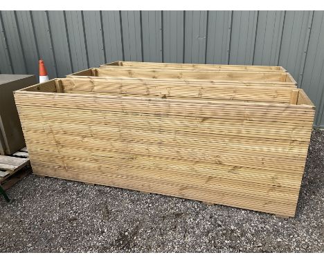 Large Ruby rectangular tantalised timber planters Dimensions: Height:&nbsp;85cm&nbsp; Length/Width:&nbsp;240cm&nbsp; Depth/Di