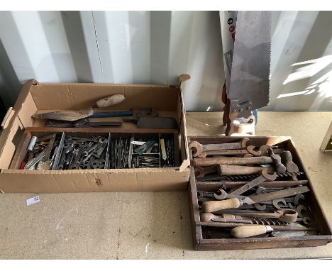 Record No 14 pipe wrench, spanners, hammers, saws, drill bits and other tools 