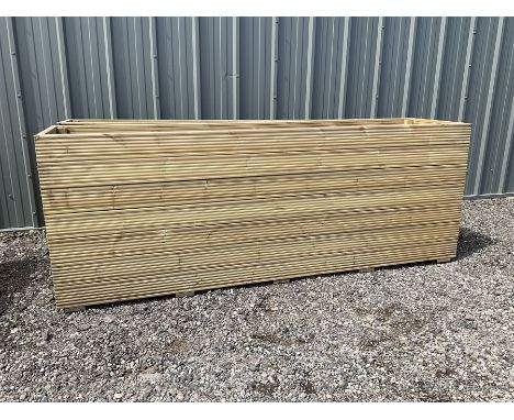 Large Ruby rectangular tantalised timber planters Dimensions: Height:&nbsp;85cm&nbsp; Length/Width:&nbsp;240cm&nbsp; Depth/Di