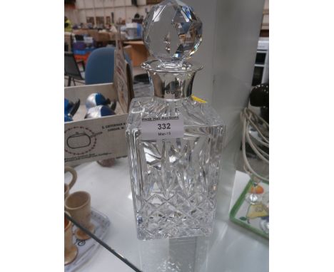 silver collard cut glass decanter