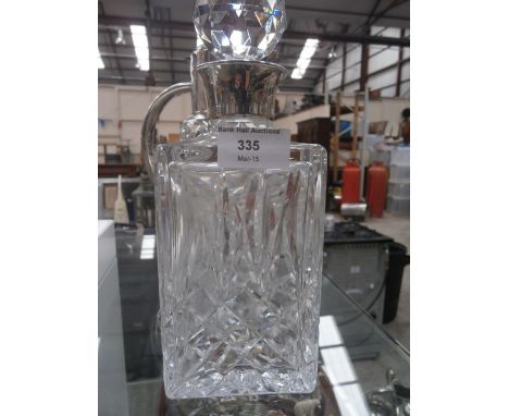 silver collard cut glass decanter