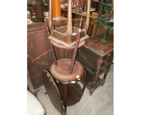vintage fire screen and 3 small tables