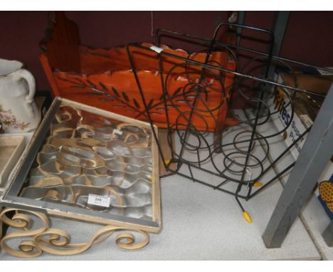 2 vintage magazine racks and shelf