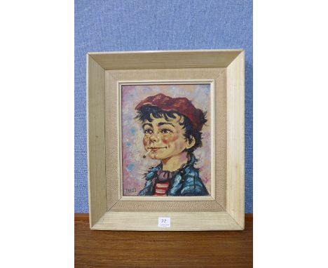 * Tanson (Dutch School), portrait of a smoking boy, oil on canvas, framed