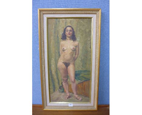 Bess Defries Brady, female nude portrait, oil on canvas, framed