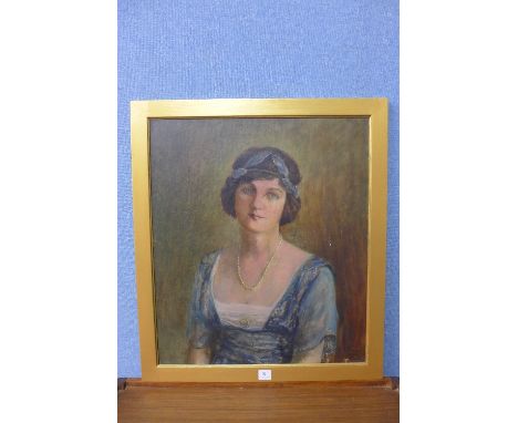 A. B. Turner, female half portrait, oil on canvas, dated 1922, framed