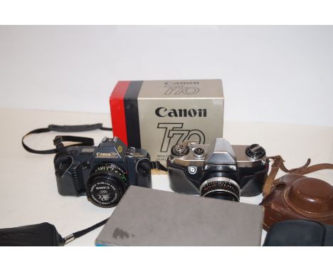 Collection of vintage cameras, to include a cannon T70