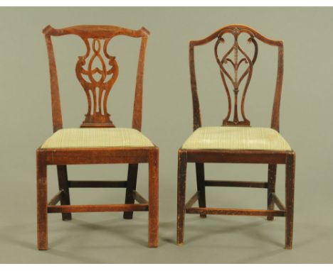 Two Georgian side chairs, one Chippendale style mahogany and the other Hepplewhite style.