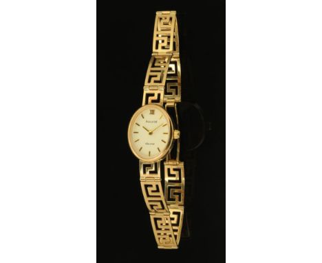 A 9 ct gold cased ladies Accurist wristwatch with 9 ct gold bracelet, 12.2 grams gross.