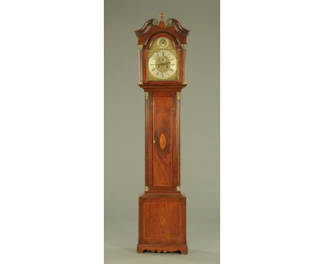 A George III mahogany longcase clock, with eight day striking movement by Sam Farrer Pontefract, with penny moon to arch and 