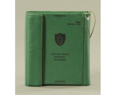 A Northern Ireland operational aide-memoire, Army Code No. 71138, restricted.  16 cm x 14 cm.