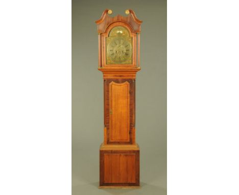 An early 19th century oak and mahogany longcase clock by Parkinson of Lancaster, with eight day striking movement, subsidiary