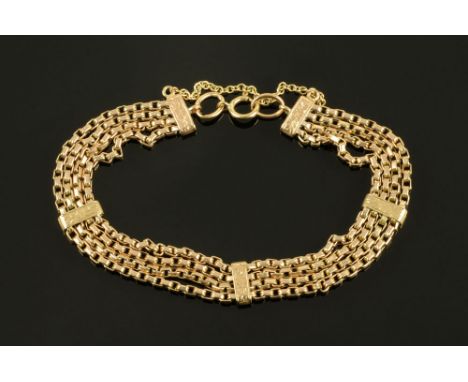 A 9 ct gold chain link gate type bracelet, 16.4 grams (see illustration).