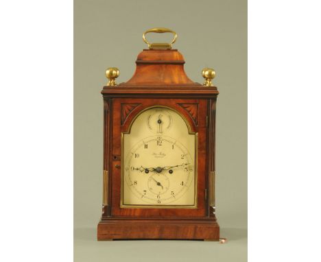 A Regency mahogany bracket clock by Haley London, with two train fusee movement and Prince of Wales plume engraved backplate,