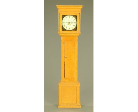 A George III longcase clock with 30 hour movement by W Bellman Broughton, the case later painted.  Height 203.5 cm, width 47 