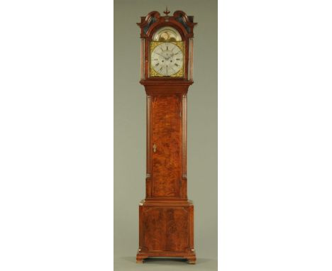 A George III mahogany longcase clock by Thomas Thompson Liverpool, with eight day striking movement with moon phase, dial wid