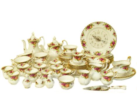 Royal Albert Old Country Roses dinner, tea and coffee service, forty three pieces first quality, twenty seven pieces second q