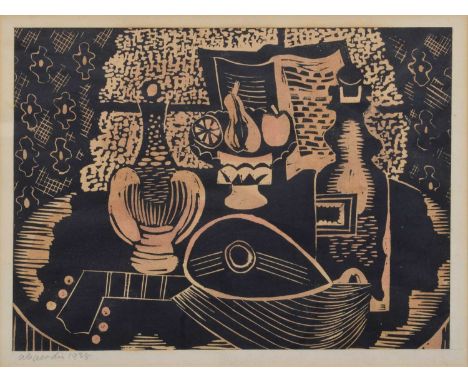 Signed and dated 1938 in pencil in the margin, linocut. image size 19cm x 26cm (7.5in x 10.25in)Footnote: Artists’ Resale Rig