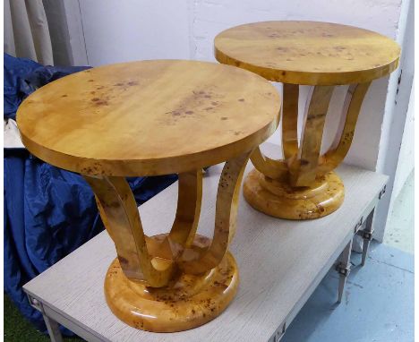 OCCASIONAL TABLES, a pair, Art Deco style, 60cm diam x 57cm H. (2)