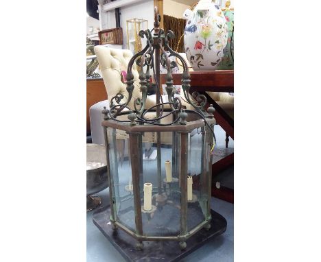 HALL LANTERN, four branch in a bronzed finish, 88cm H plus chain.