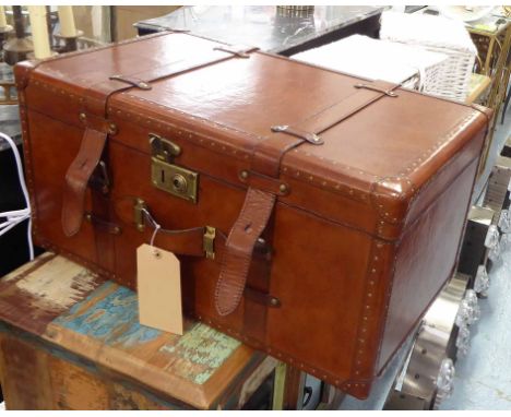 TRUNK, Campaign style leathered finish, 60cm x 36cm x 30cm.