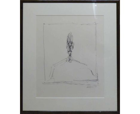 ALBERTO GIACOMETTI 'Man's Head', lithograph, with signature in the stone, 55cm x 45cm, framed and glazed.