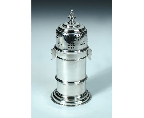 A late Victorian Britannia standard silver 'light house' sugar caster, by Charles Stuart Harris, London 1897, the cylindrical