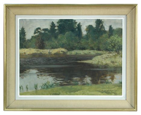 Norman Wilkinson, RA (British, 1878 – 1971) The River Shiel with a fisherman on a bank signed lower right "Norman Wilkinson" 