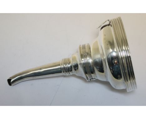 A George III silver wine funnel and strainer, by Solomon Hougham, London 1815, the bowl with reeded edge, the hook initialled