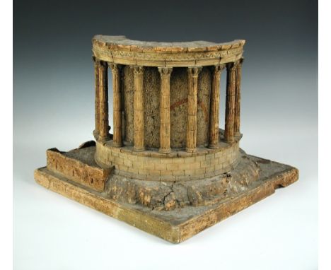 Antonio Chichi (1743-1816) '(Templo) Della Sibilla in Tivoli', a cork model, the round colonnaded building with traces of ins