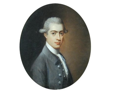 William Caddick of Liverpool (British, 1719-1794) Portrait of Thomas Hutton (1753-1782), aged 29 watercolour on card 11 x 9½c