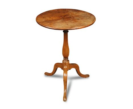 An 18th century burr yew wood tripod table, 62 x 45cm (24 x 18in)  