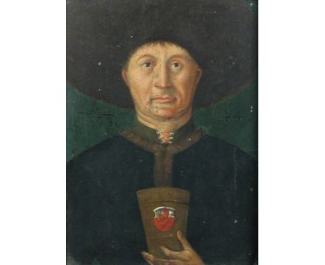 Manner of Petrus Christus (Netherlands, c. 1410/1420 – 1475/1476) Portrait of a man wearing a shtreimel hat, half length, hol
