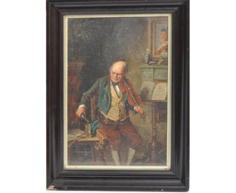 A 19th Century oil on board portrait painting study in the manner of Hermann Kern. Depicts an elderly gentleman seated, pouri