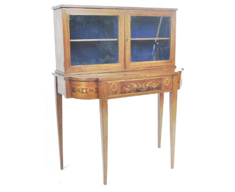 A 19th Century Italian mahogany and specimen wood inlaid&nbsp;ladies Bonheur de jour writing table desk having a double glaze