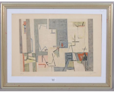 Geer Van Velde (1898 - 1977), composition II, lithograph, Galerie Maeght, signed in pencil, no. 64/100, image 32cm x 46cm, fr