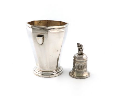 An Italian silver trophy vase, tapering octagonal form, inscribed 'Premio Fiorano  15 Marzo 1930, Adele Perrone', on a circul