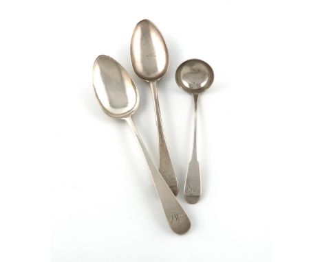 A George III silver Old English pattern tablespoon, by John Keith, Banff circa 1800, plus an Old English pattern tablespoon, 