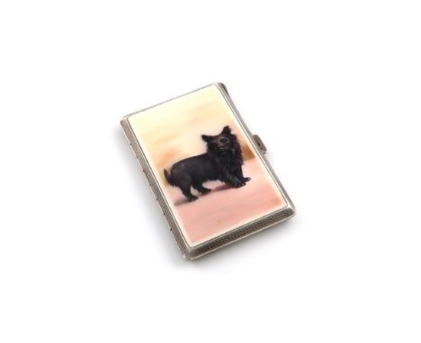 A silver and enamel cigarette case, with import marks for London 1928, importer's mark of T.K and Co., rectangular form, the 