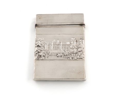 A Victorian silver double sided  'Castle-top' card case, by Nathaniel Mills, Birmingham 1839, rectangular form, the front wit