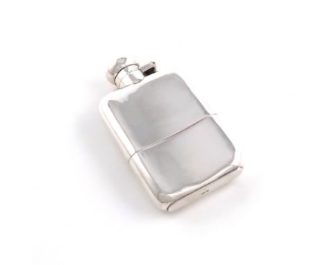 A silver hip flask, by Alexander Clarke, Birmingham 1934, rounded rectangular form, pull-off drinking cup, bayonet fitting hi