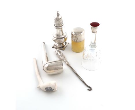 A mixed lot of silver items, various dates and makers, comprising: a pipe case, by William Neale, Chester 1903, with a modern