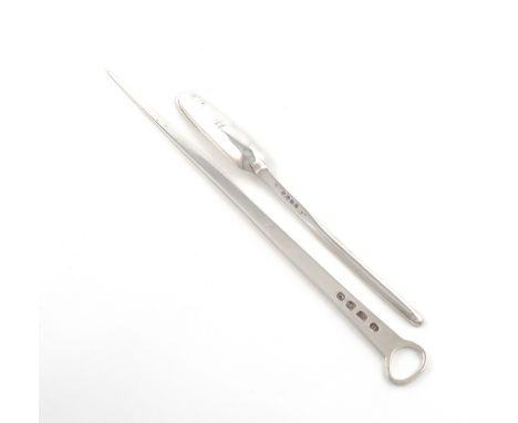 A George III silver meat skewer, by John Lambe, London 1778, tapering circular form, plain ring terminal, plus a George III s