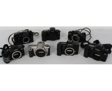 Selection of Camera bodies (only) to include Minolta Dynax 3000i, Minolta 5000, Canon EOS300, Zenit TTL, 2 of Canon EOS 1000F