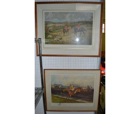 John King - over the water jump "Arkle" in Ann Duchess of Westminster's colours, colour print, signed in pencil with original
