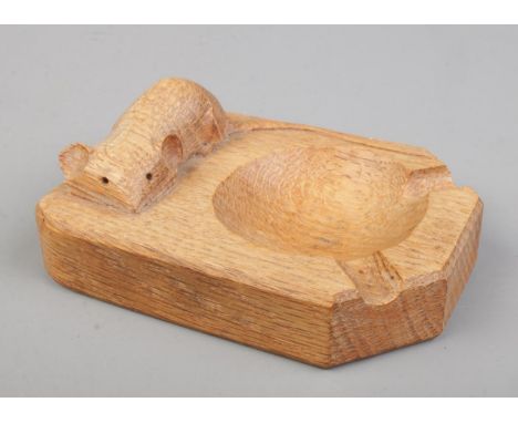 A Robert "Mouseman" Thompson carved oak ashtray. (10cm)  