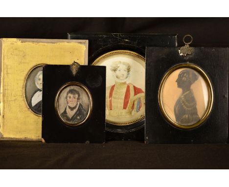 ENGLISH SCHOOL, A LATE 18TH CENTURY PORTRAIT MINIATURE OF A LADY, wearing white bonnet with black ribbon and black shawl over