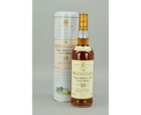 A BOTTLE OF THE MACALLAN SINGLE HIGHLAND MALT SCOTCH WHISKY, 10 years old, 40% vol, 70cl, fill level mid neck, seal intact an