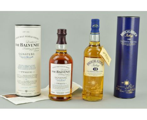 TWO BOTTLES OF SINGLE MALT, comprising a bottle of Bruichladdich Islay Single Malt Whisky, aged 10 years, 40% vol, 70cl, fill