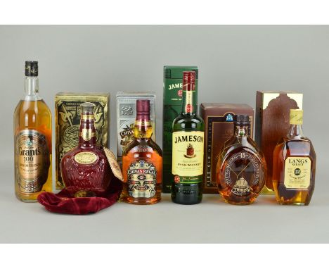 SIX BOTTLES OF BLENDED SCOTCH AND IRISH WHISKY, comprising a bottle of Chivas Brothers Royal Salute, 21 years old, in a ruby 